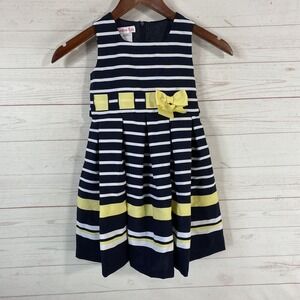NWT Jessica Ann Girls Striped Navy/Yellow Dress 2T